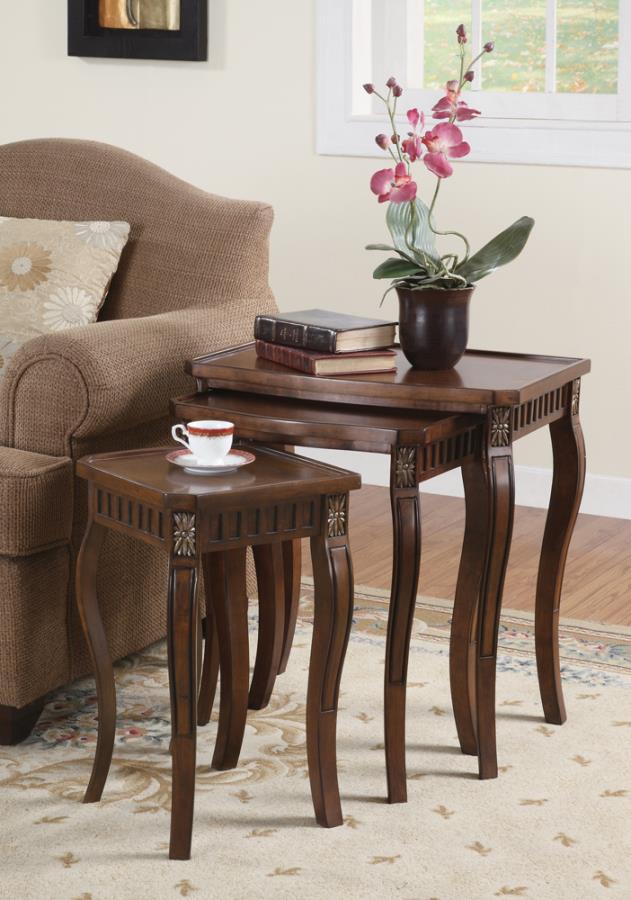 3-piece Curved Leg Nesting Tables Warm Brown_0