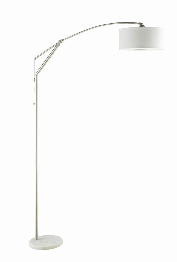 Adjustable Arched Arm Floor Lamp Chrome and White_0