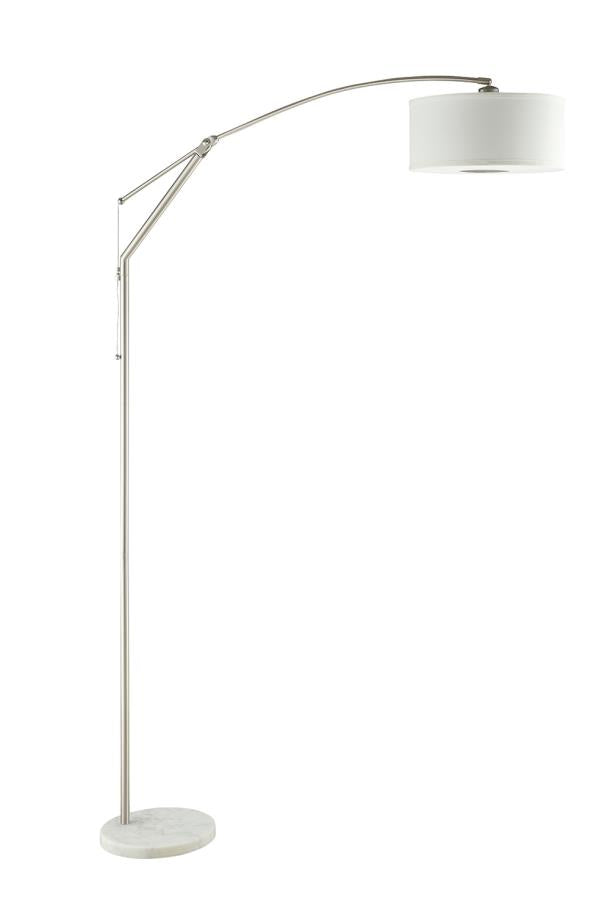 Adjustable Arched Arm Floor Lamp Chrome and White_1