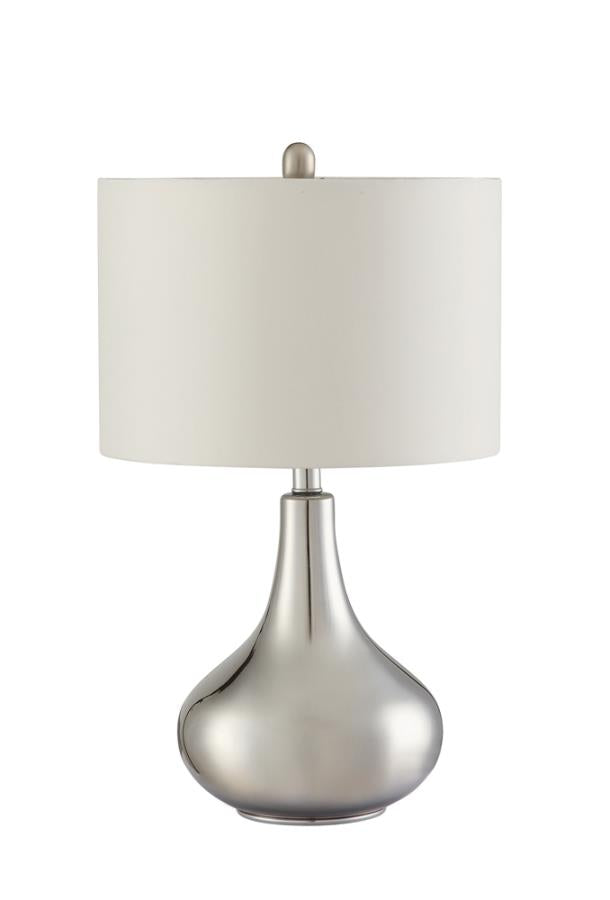 Drum Shade Table Lamp Chrome and White_1