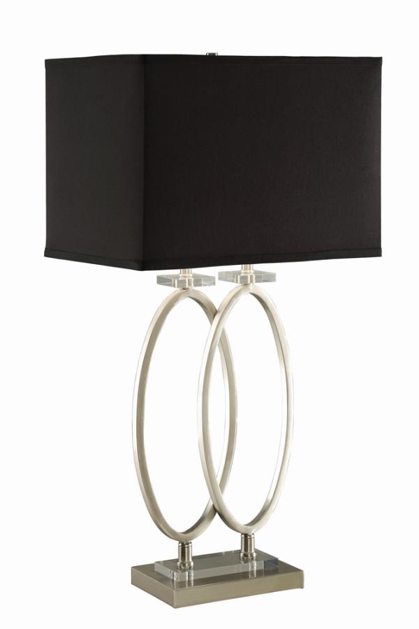 Rectangular Shade Table Lamp Black and Brushed Nickel_0