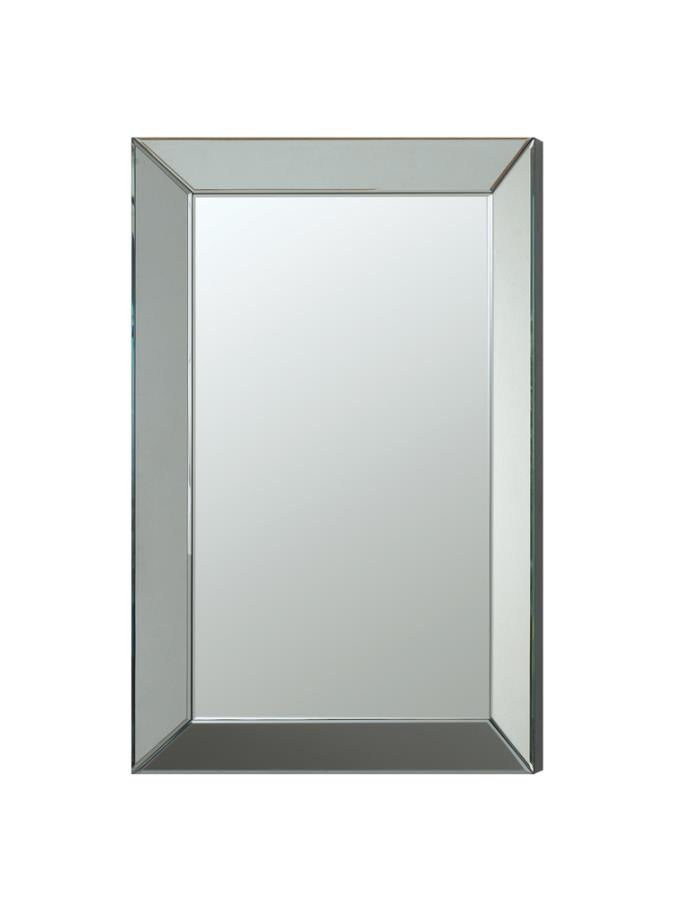 Rectangular Beveled Wall Mirror Silver_0