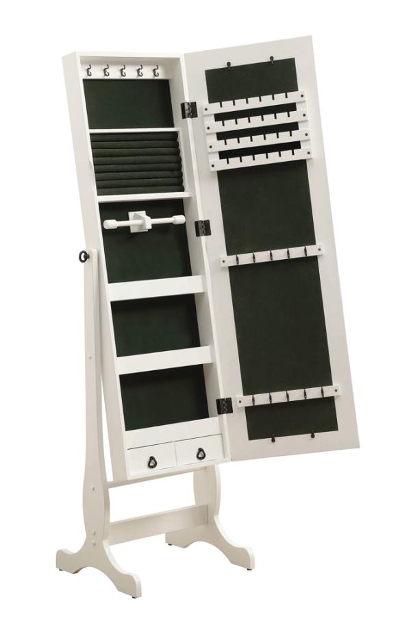 Jewelry Cheval Mirror with Drawers White_1