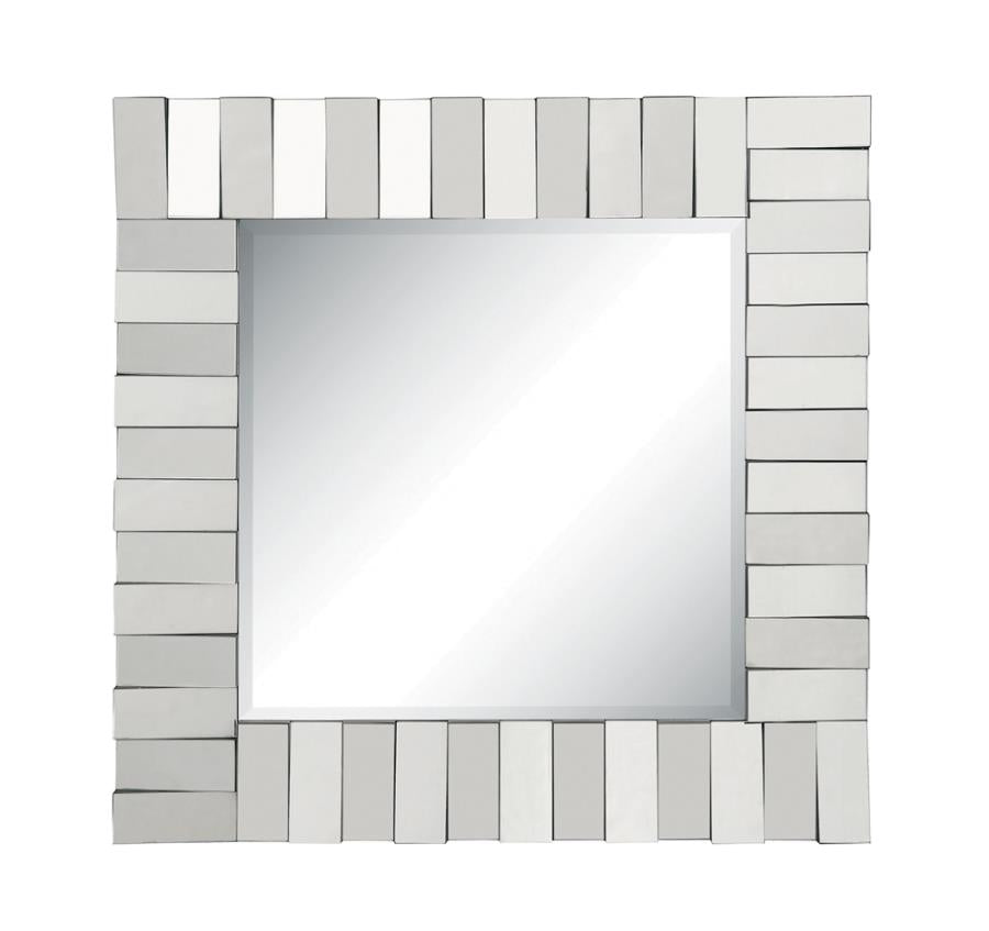 Square Wall Mirror with Layered Panel Silver_0