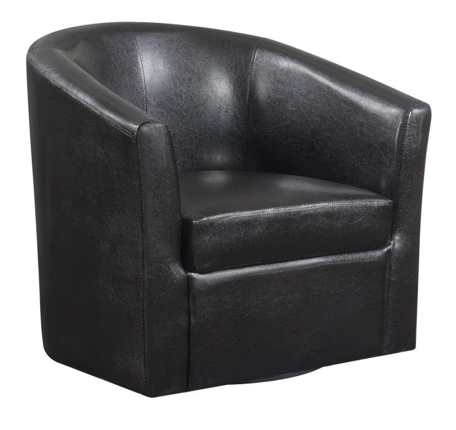 Upholstery Sloped Arm Accent Swivel Chair Dark Brown_0