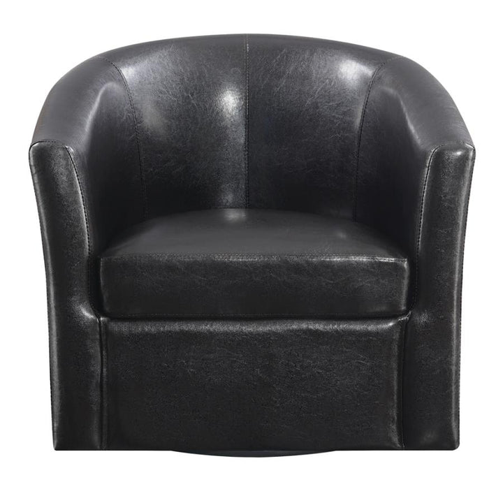 Upholstery Sloped Arm Accent Swivel Chair Dark Brown_4