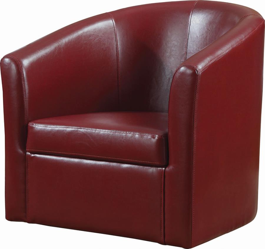 Upholstery Sloped Arm Accent Swivel Chair Red_0