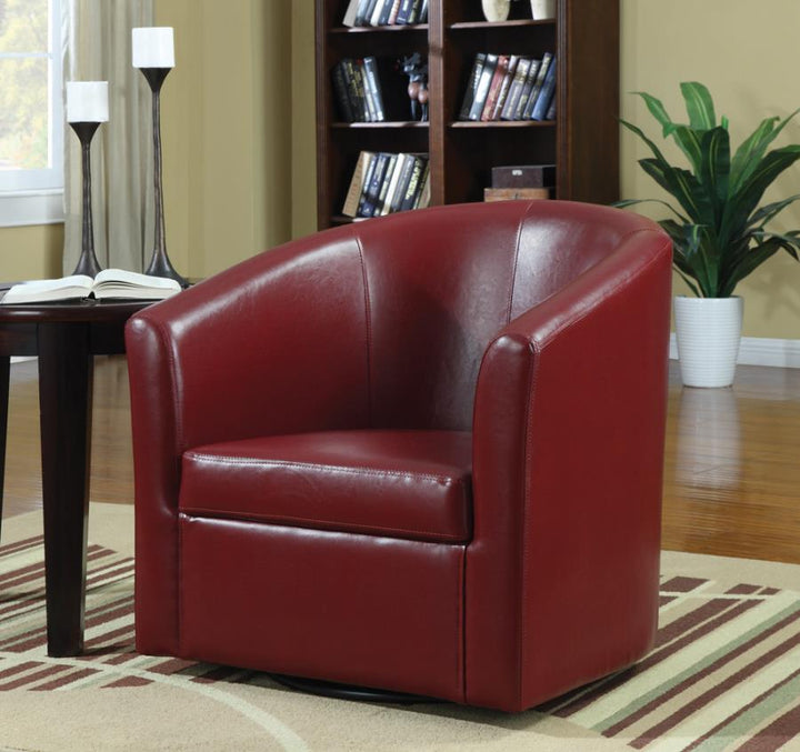 Upholstery Sloped Arm Accent Swivel Chair Red_1