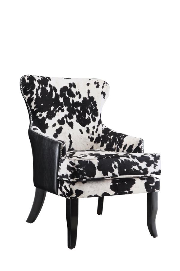 Cowhide Print Accent Chair Black and White_1