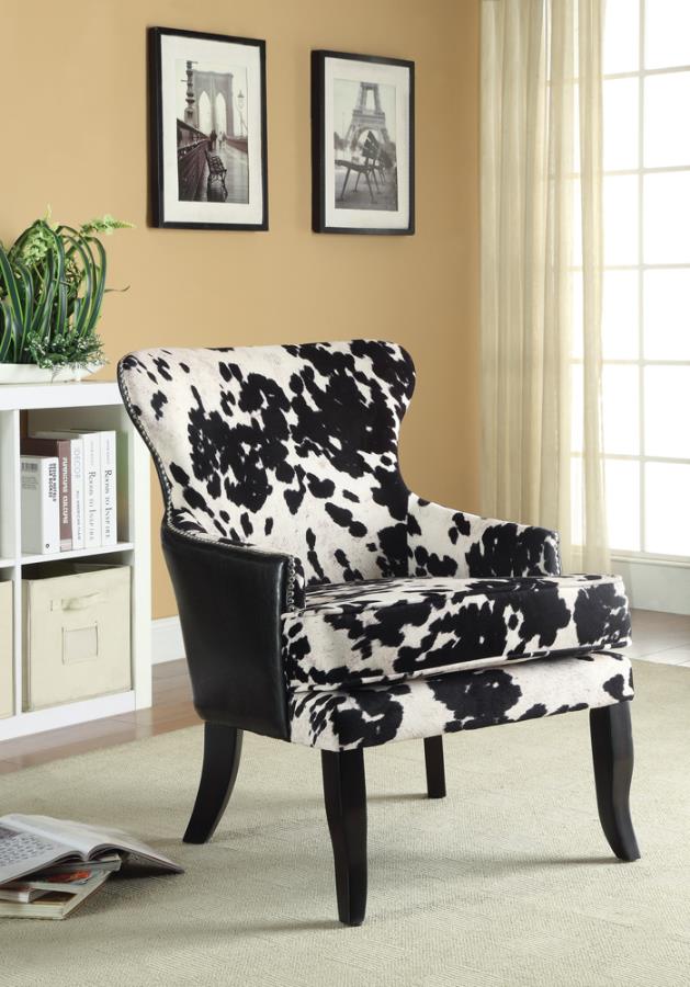 Cowhide Print Accent Chair Black and White_0