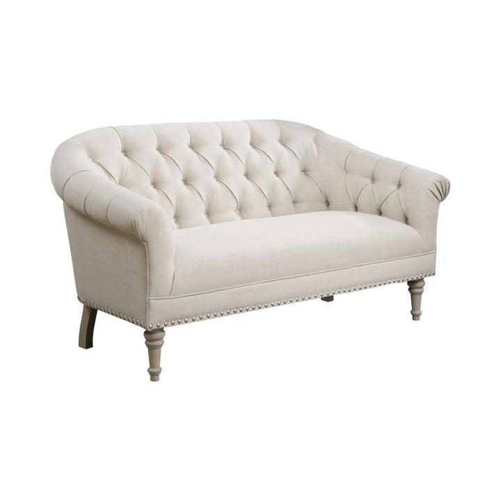 Tufted Back Settee with Roll Arm Natural_1