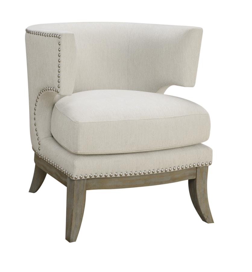 Barrel Back Accent Chair White and Weathered Grey_1
