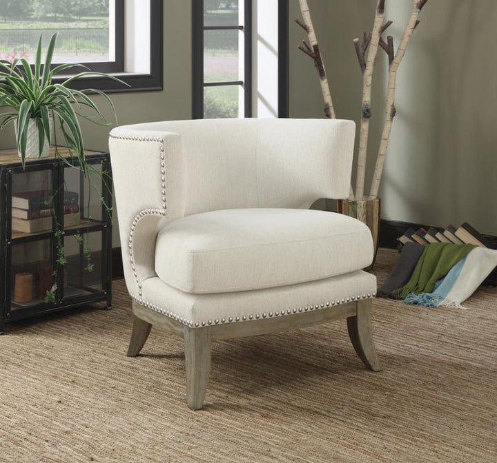 Barrel Back Accent Chair White and Weathered Grey_0