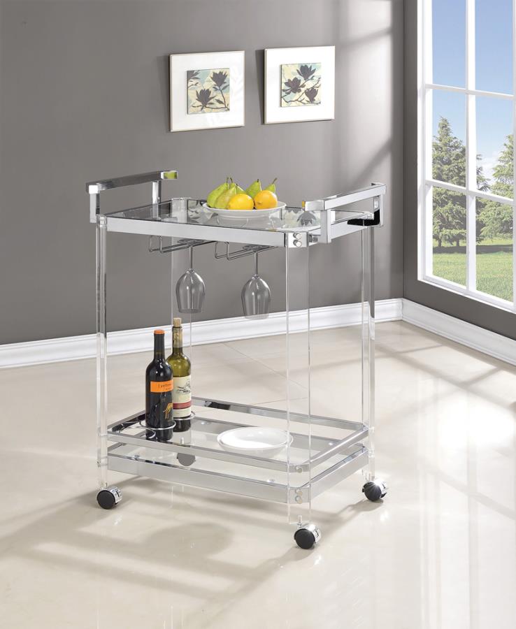 2-tier Glass Serving Cart Clear_0