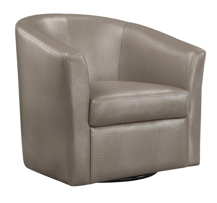 Upholstery Sloped Arm Accent Swivel Chair Champagne_1