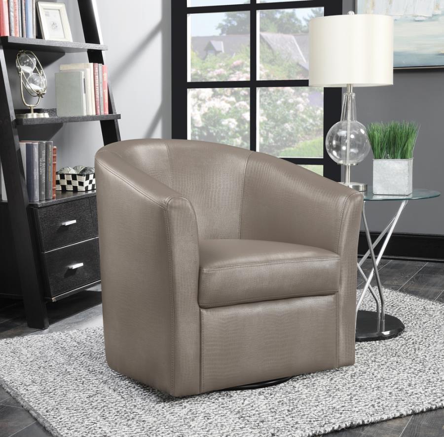 Upholstery Sloped Arm Accent Swivel Chair Champagne_0