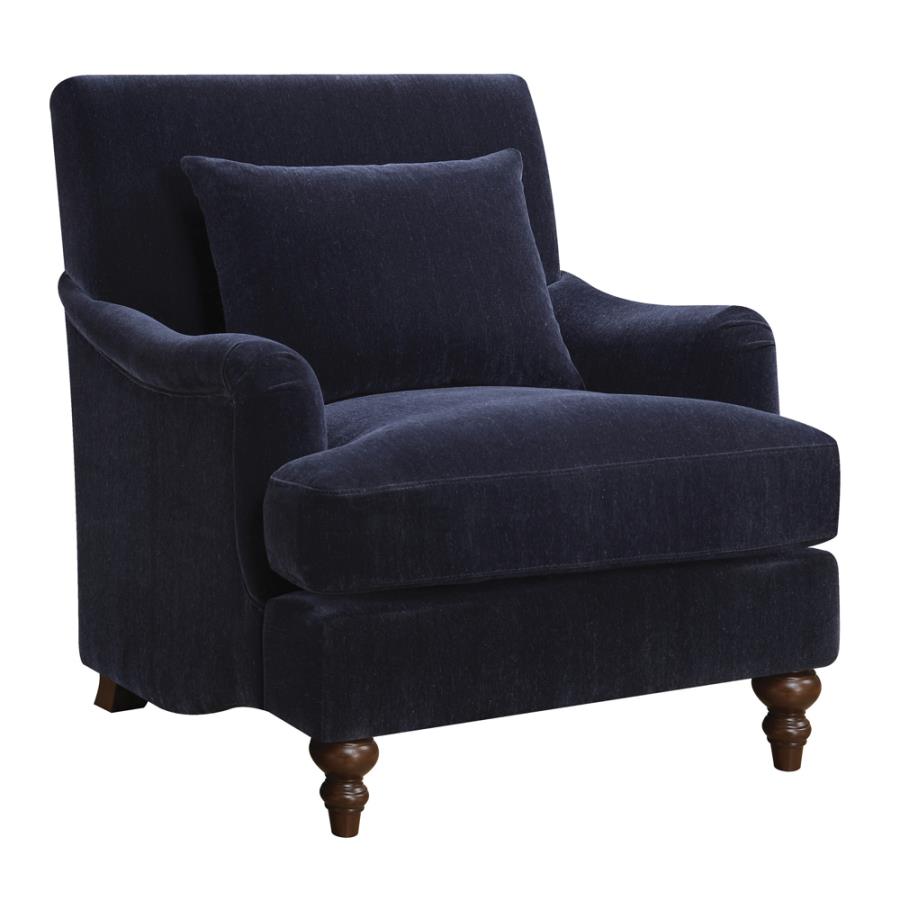 Upholstered Accent Chair with Turned Legs Midnight Blue_0