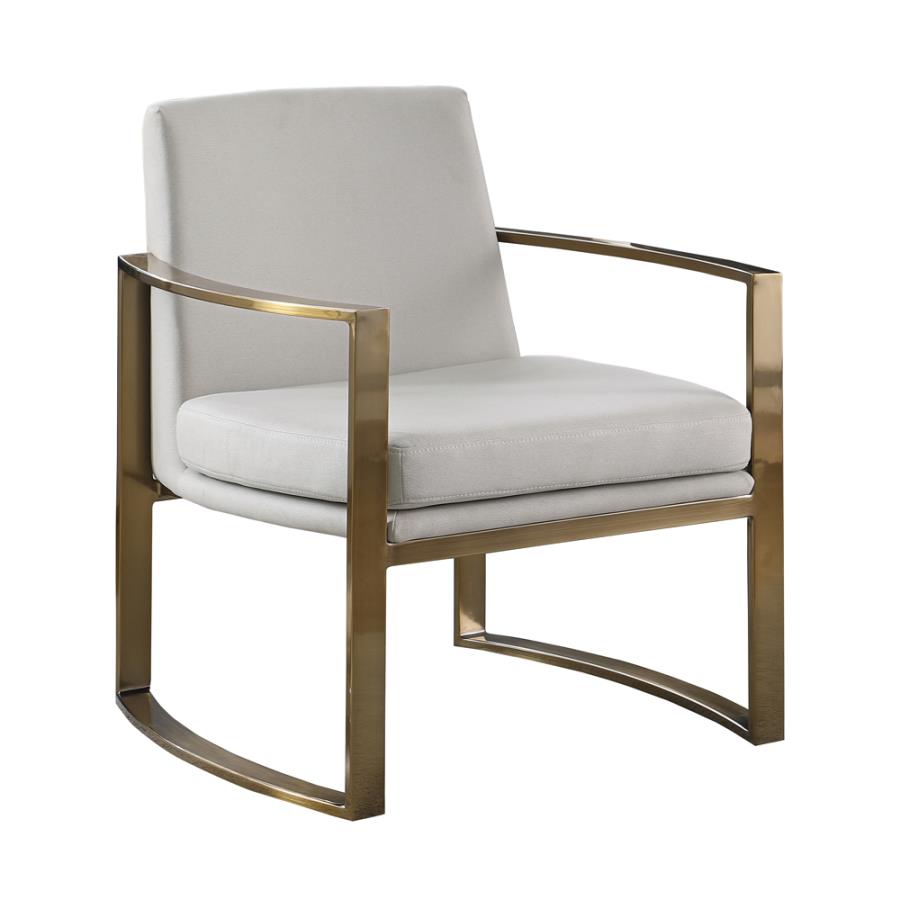 Concave Metal Arm Accent Chair Cream and Bronze_1