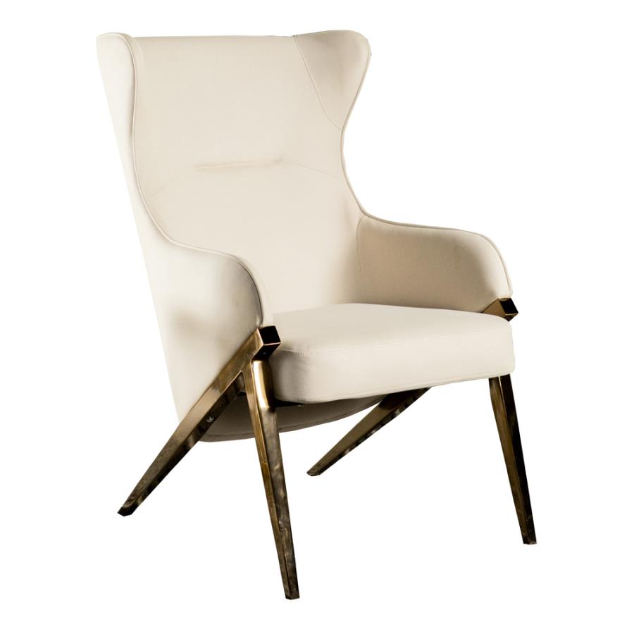 Upholstered Accent Chair Cream and Bronze_1