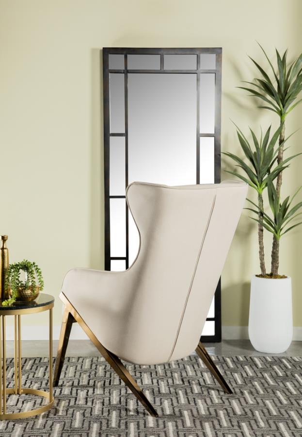 Upholstered Accent Chair Cream and Bronze_2