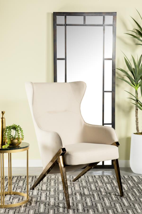 Upholstered Accent Chair Cream and Bronze_0