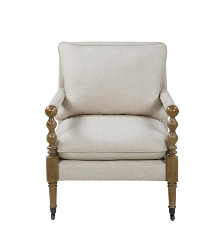 Upholstered Accent Chair with Casters Beige_2
