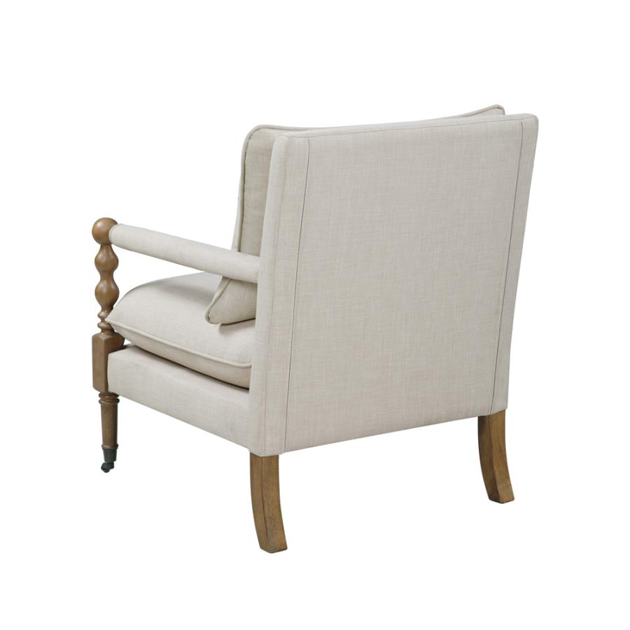 Upholstered Accent Chair with Casters Beige_3