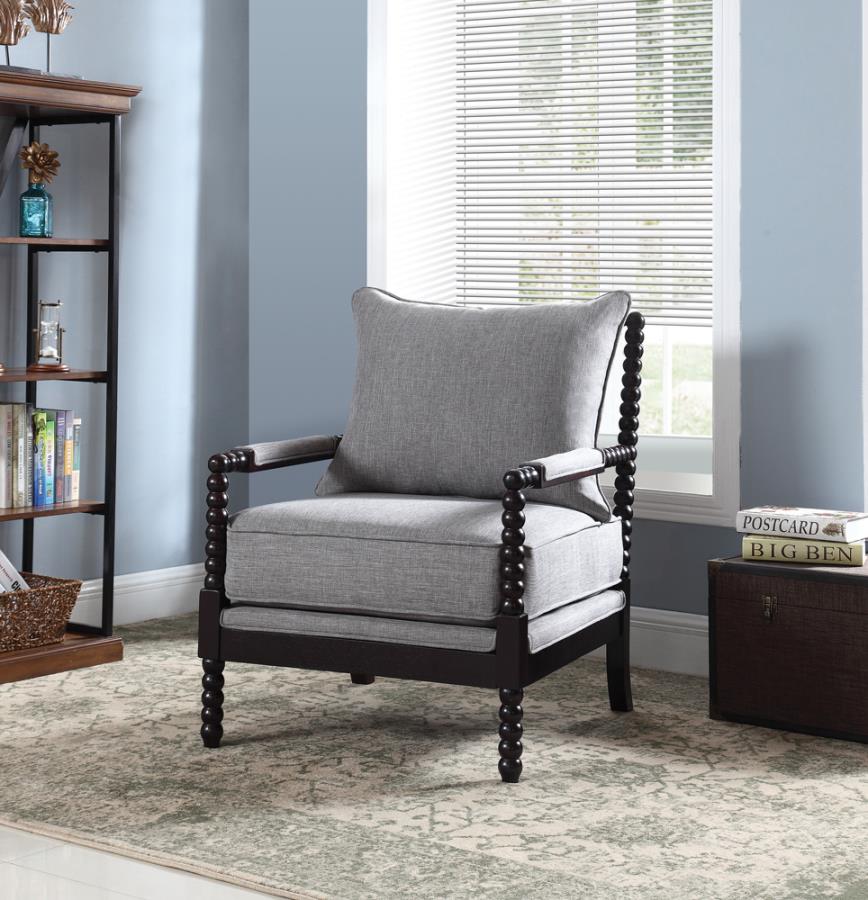 Cushion Back Accent Chair Grey and Black_0