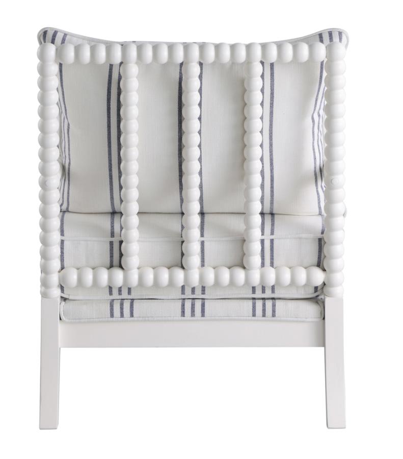 Upholstered Accent Chair with Spindle Accent White and Navy_3