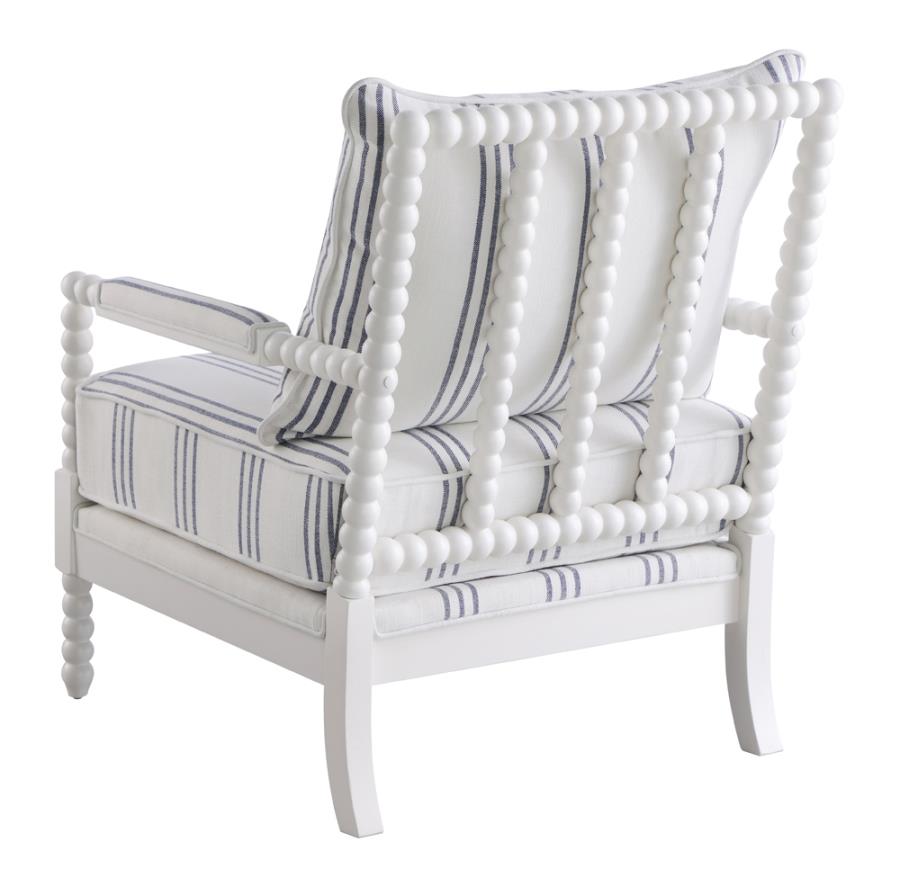 Upholstered Accent Chair with Spindle Accent White and Navy_5