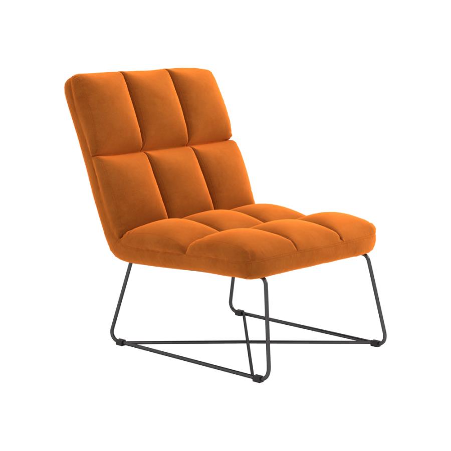 Armless Upholstered Accent Chair Burnt Orange_1