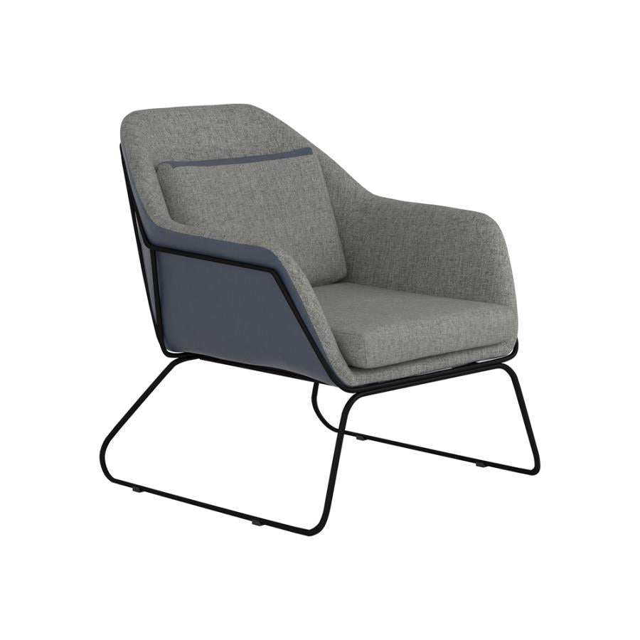 Metal Sled Leg Accent Chair Grey and Blue_1