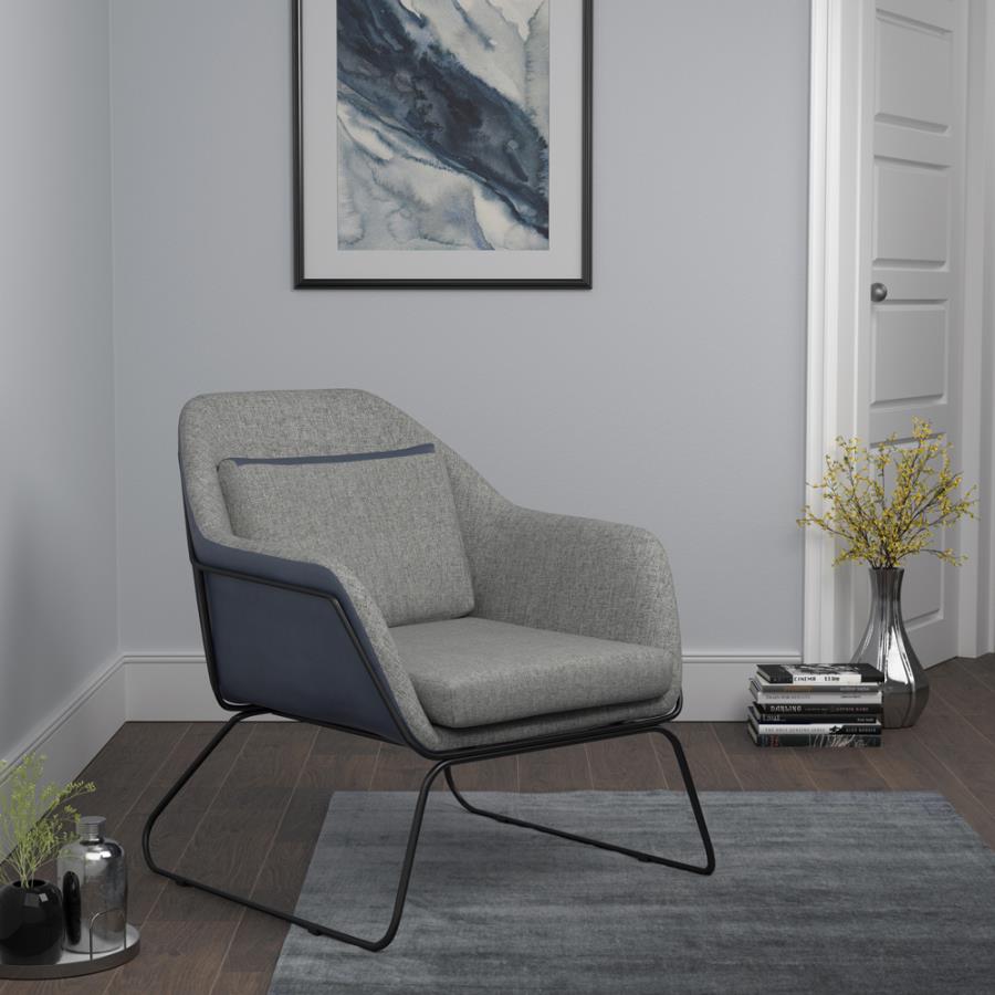 Metal Sled Leg Accent Chair Grey and Blue_0