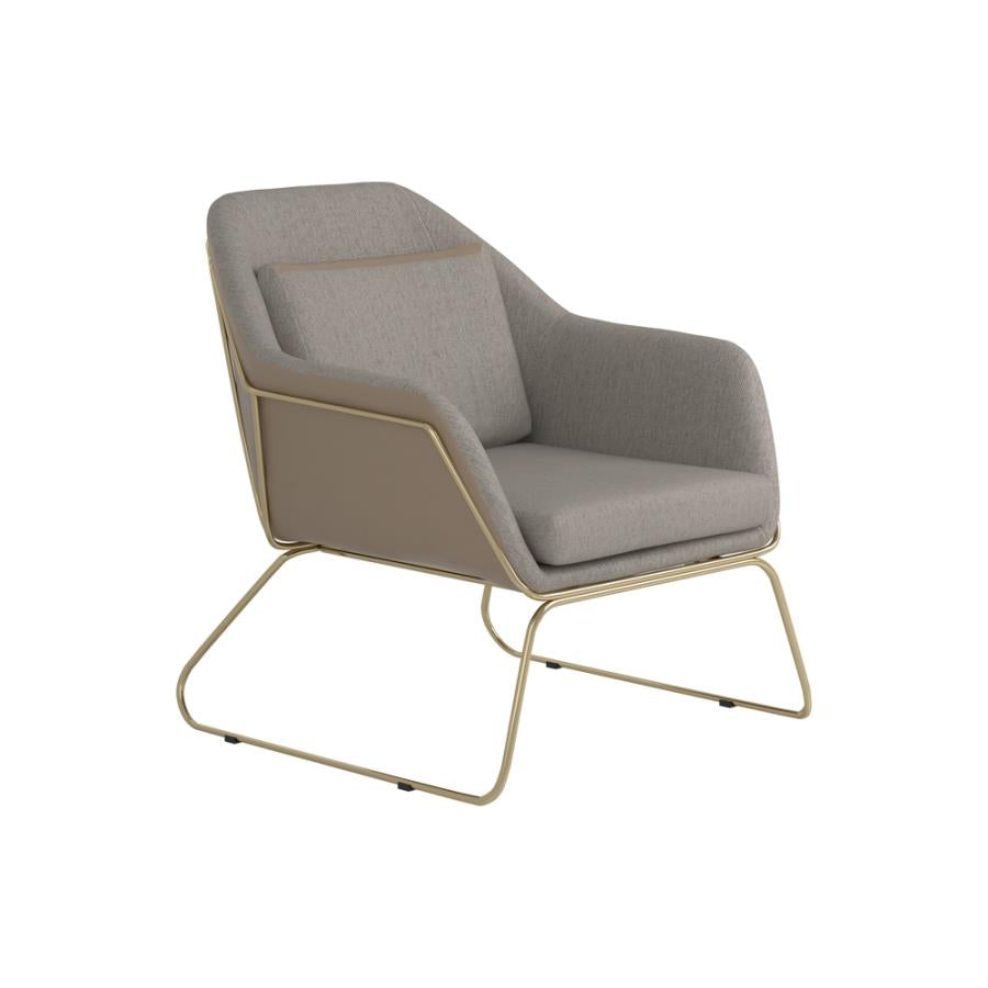 Metal Sled Leg Accent Chair Beige_1