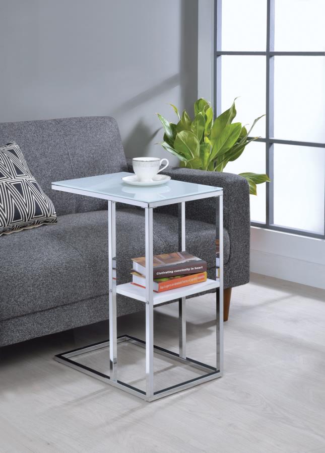 1-shelf Accent Table Chrome and White_0
