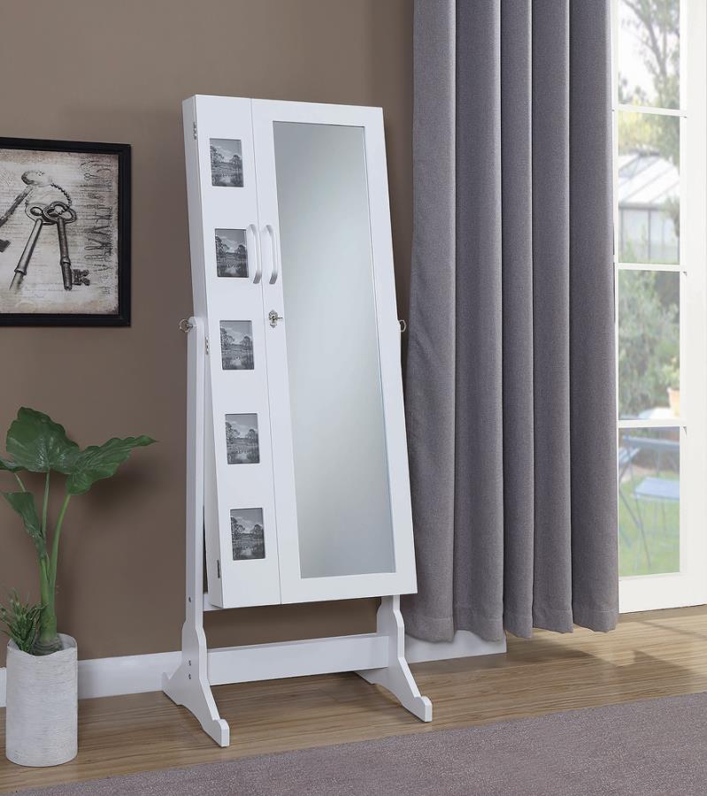 Jewelry Cheval Mirror with Picture Frames White_0