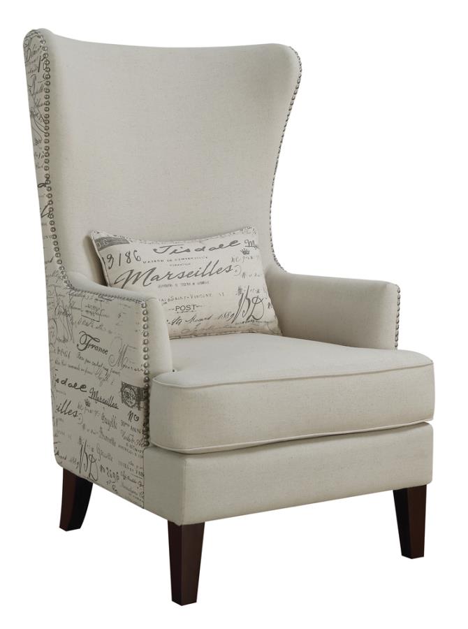 Curved Arm High Back Accent Chair Cream_1