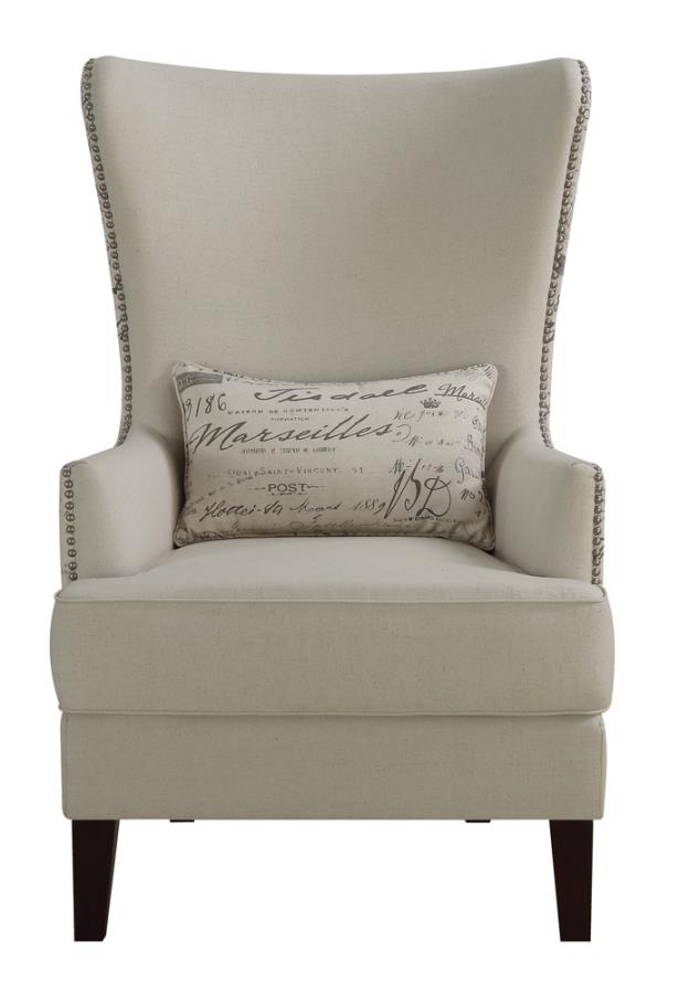 Curved Arm High Back Accent Chair Cream_2