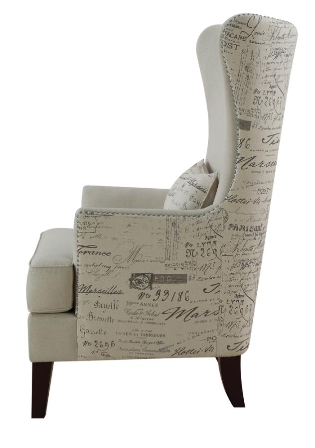 Curved Arm High Back Accent Chair Cream_3