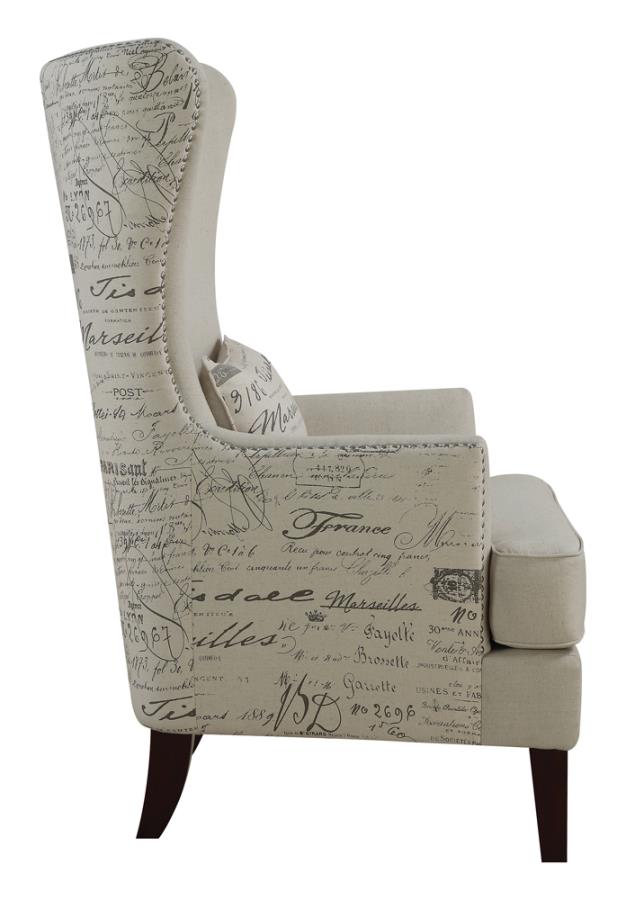 Curved Arm High Back Accent Chair Cream_5