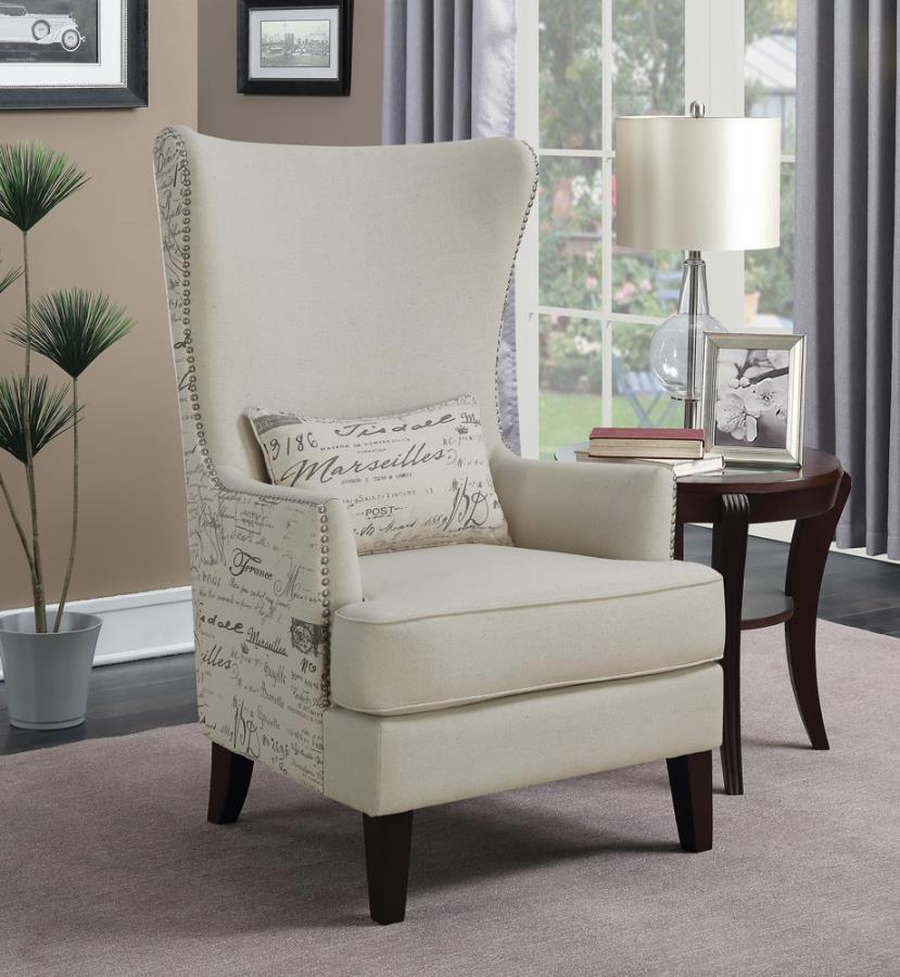 Curved Arm High Back Accent Chair Cream_0