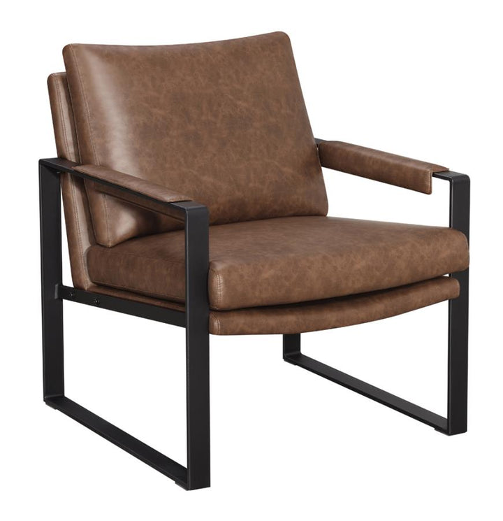 Upholstered Accent Chair with Removable Cushion Umber Brown and Gunmetal_1