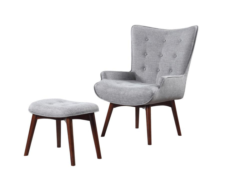 Upholstered Accent Chair with Ottoman Grey and Brown_1