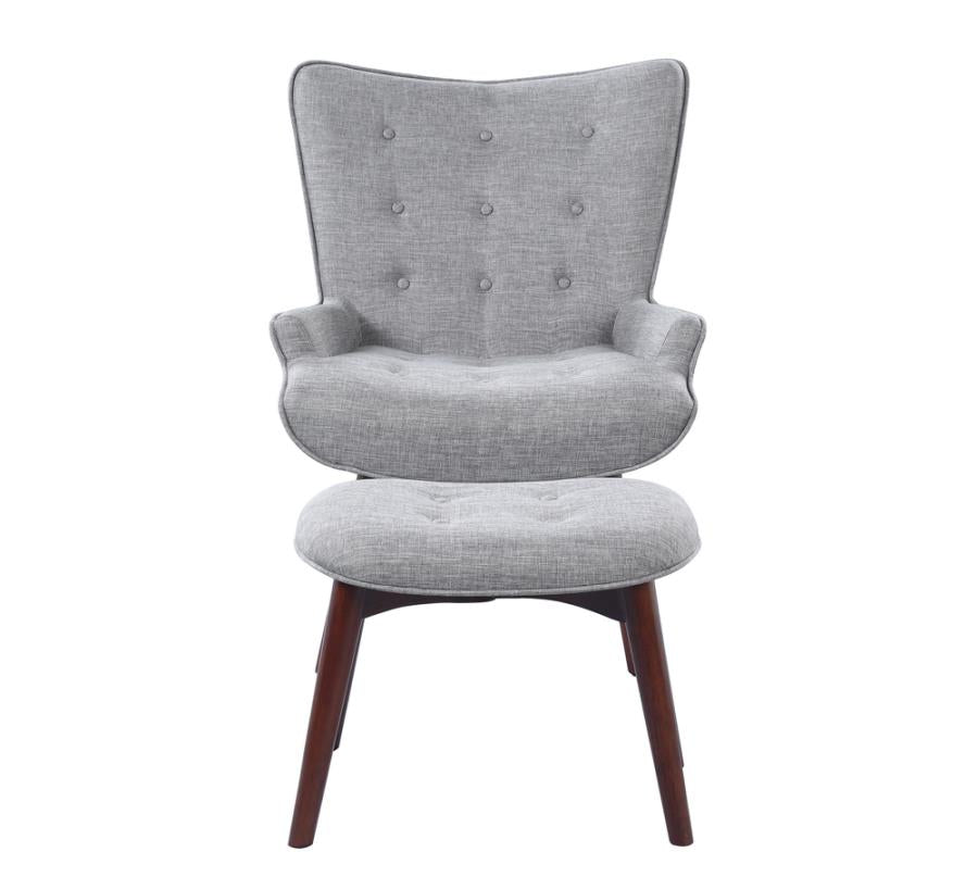 Upholstered Accent Chair with Ottoman Grey and Brown_2