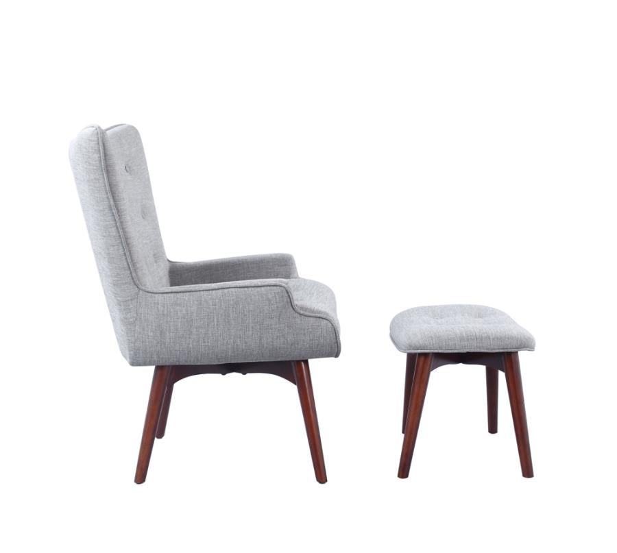 Upholstered Accent Chair with Ottoman Grey and Brown_6