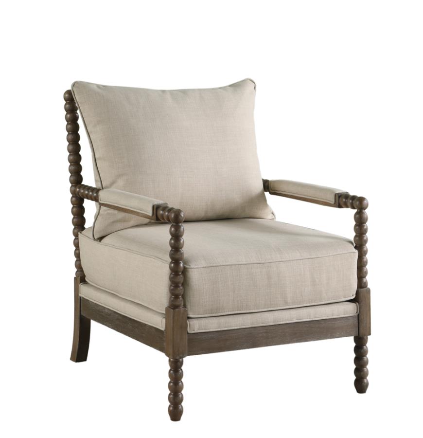 Cushion Back Accent Chair Oatmeal and Natural_1