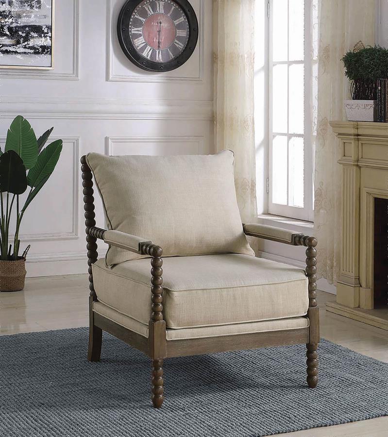Cushion Back Accent Chair Oatmeal and Natural_7