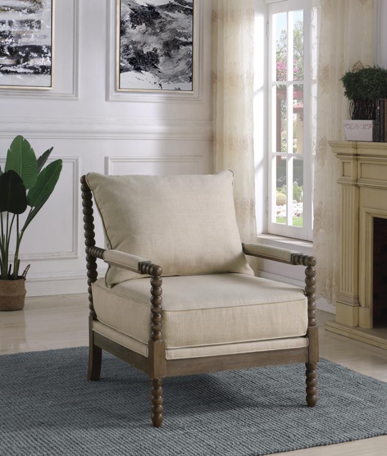 Cushion Back Accent Chair Oatmeal and Natural_0