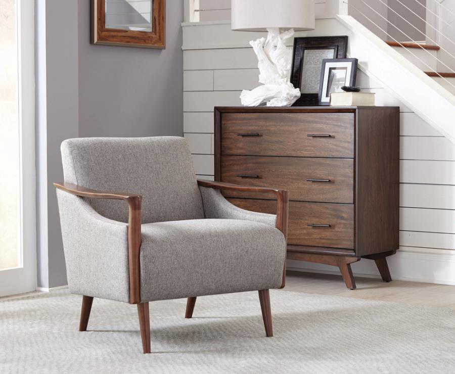 Upholstered Accent Chair Grey and Brown_0
