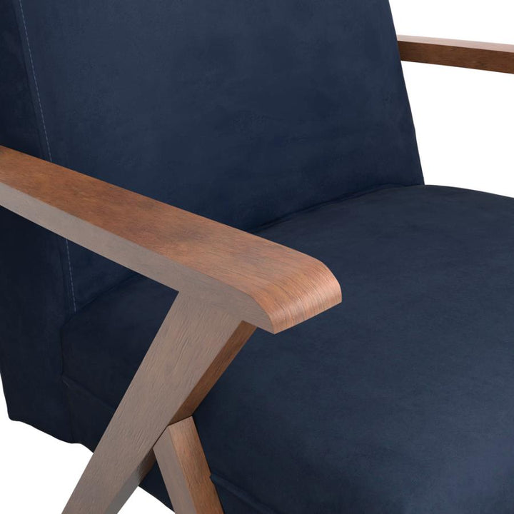 Monrovia Wooden Arms Accent Chair Dark Blue and Walnut_7